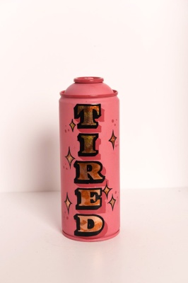 ''Tired'' customised empty spray can by Tozer